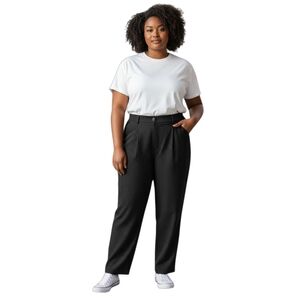 LTT Pinstripe Pants Women 16us 20uk Tapered with Ankle Slit Pockets High Rise